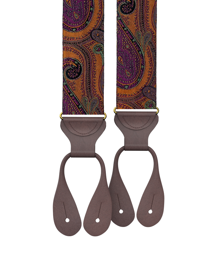 Monarch Bronze Paisley Silk Suspenders - KK & Jay Supply Co.