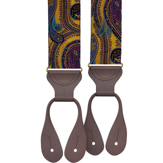 Monarch Gold Paisley Silk Suspenders - KK & Jay Supply Co.