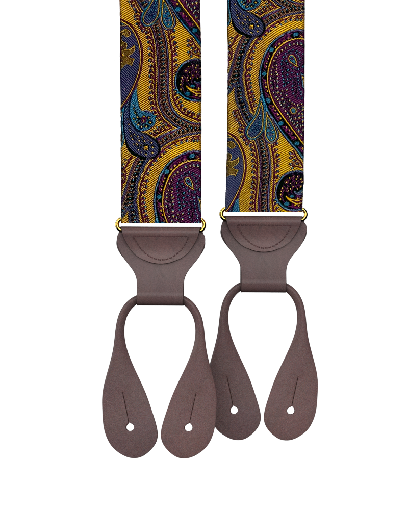 Monarch Gold Paisley Silk Suspenders - KK & Jay Supply Co.