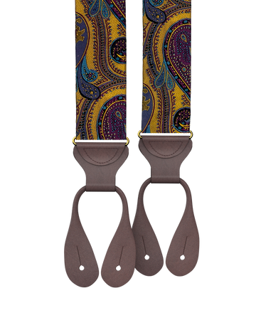 Monarch Gold Paisley Silk Suspenders - KK & Jay Supply Co.