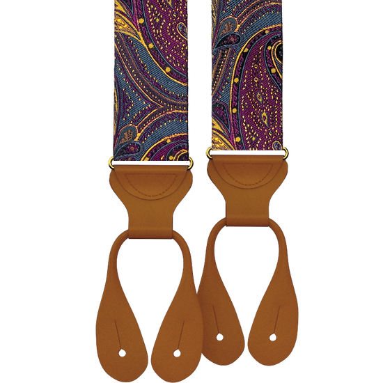 Monarch Plum Paisley Silk Suspenders - KK & Jay Supply Co.