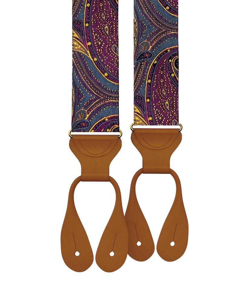 Monarch Plum Paisley Silk Suspenders - KK & Jay Supply Co.