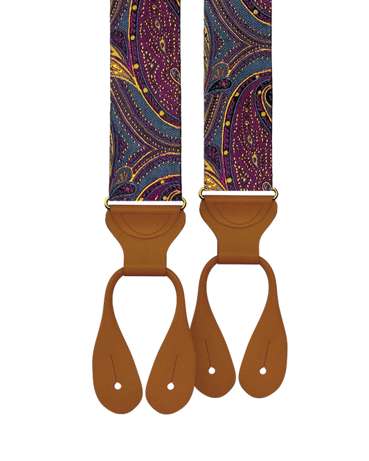 Monarch Plum Paisley Silk Suspenders - KK & Jay Supply Co.