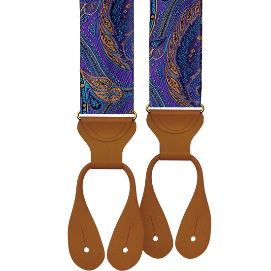Monarch Purple Paisley Silk Suspenders - KK & Jay Supply Co.