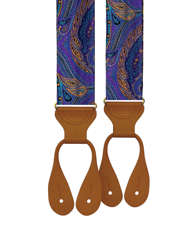 Monarch Purple Paisley Silk Suspenders - KK & Jay Supply Co.