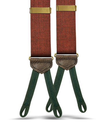 Mulford Herringbone Wool Suspenders - Rust