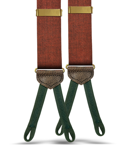 Mulford Herringbone Wool Suspenders - Rust