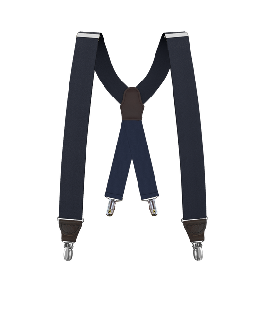 Navy Silk Clip-on Suspenders