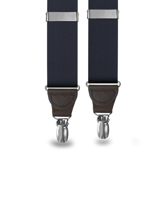 Navy Silk Clip-on Suspenders