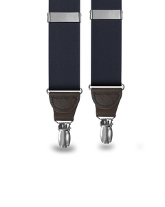 Navy Silk Clip-on Suspenders