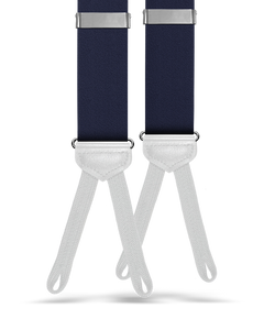 Satin Silk Suspenders w/ White Braided Ends - Navy