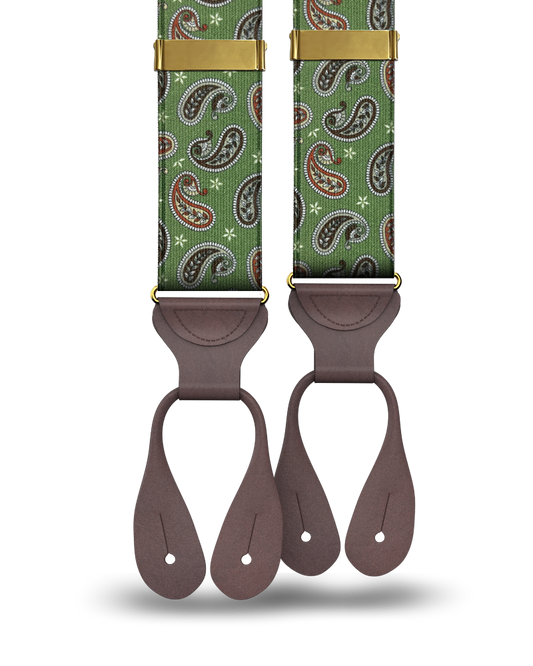 Nepperhan Paisley Suspenders - Green