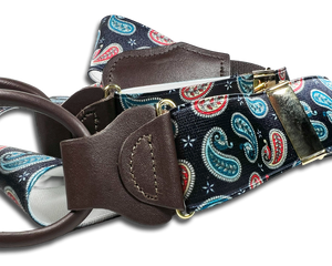 Nepperhan Paisley Suspenders - Navy