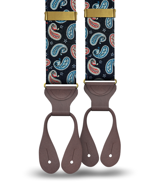 Nepperhan Paisley Suspenders - Navy