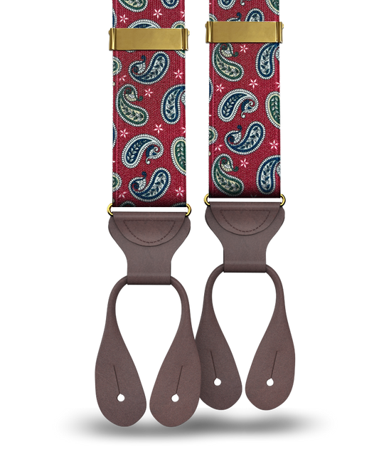 Nepperhan Paisley Suspenders - Red