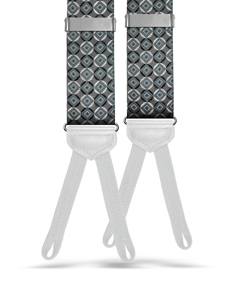Neptune Silver Silk Suspenders - KK & Jay Supply Co.