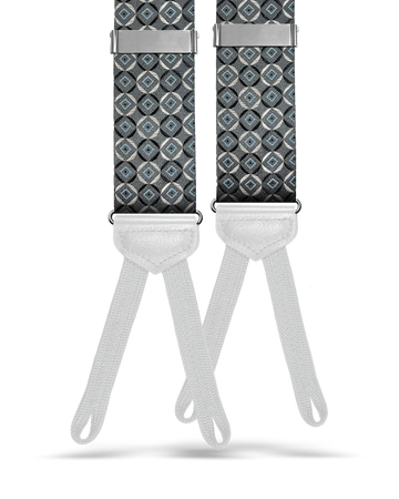 Neptune Silver Silk Suspenders - KK & Jay Supply Co.