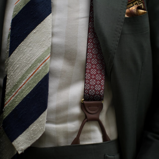 Neptune Maroon Silk Suspenders - KK & Jay Supply Co.