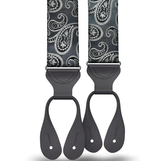 Orloff Grey Silk Paisley Suspenders - KK & Jay Supply Co.