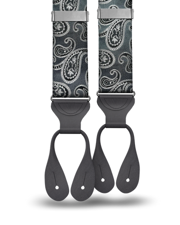 Orloff Grey Silk Paisley Suspenders - KK & Jay Supply Co.