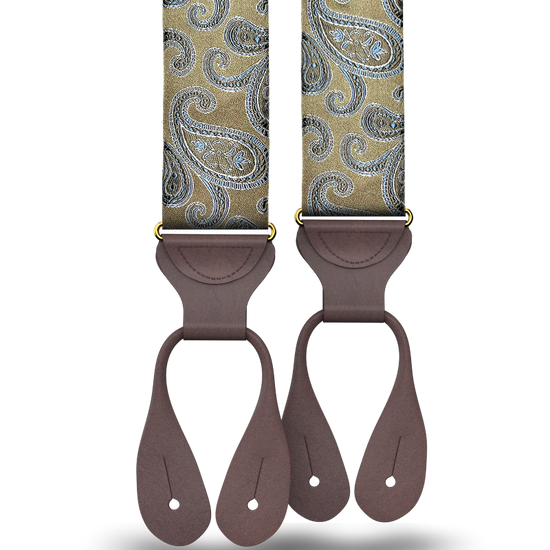 Orloff Tan Silk Paisley Suspenders - KK & Jay Supply Co.