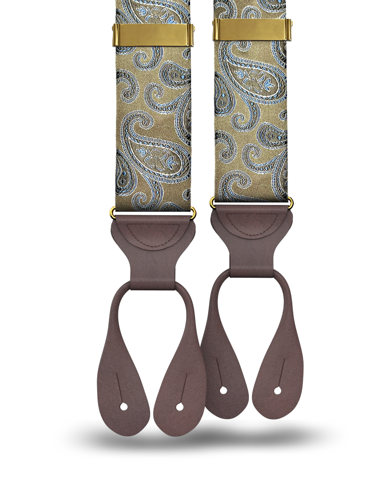 Orloff Tan Silk Paisley Suspenders - KK & Jay Supply Co.