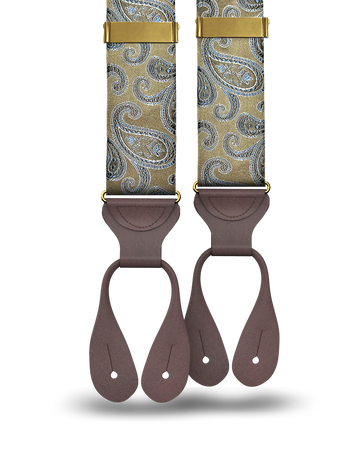 Orloff Tan Silk Paisley Suspenders - KK & Jay Supply Co.