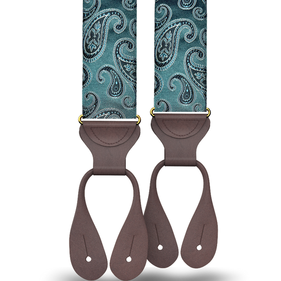 Orloff Teal Silk Paisley Suspenders - KK & Jay Supply Co.