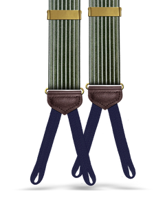 Park Hill Stripe Braided End Suspenders - Olive