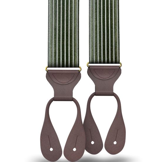 Park Hill - Olive Stripe Suspenders - KK & Jay Supply Co.