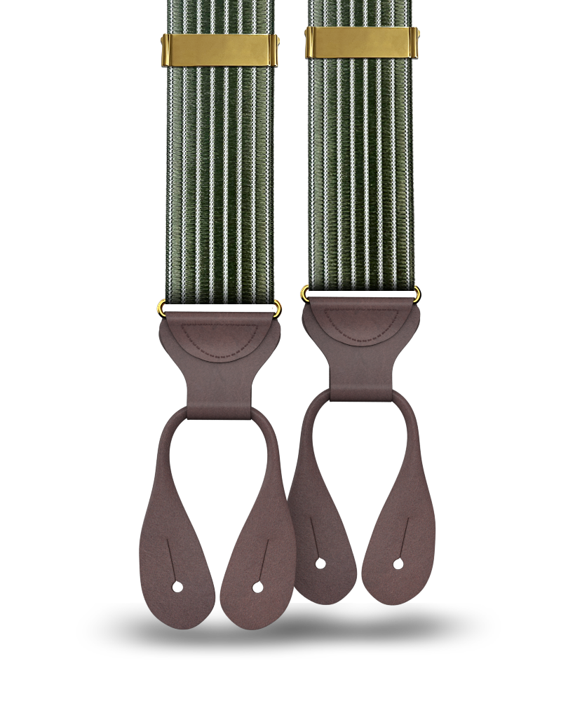 Park Hill - Olive Stripe Suspenders - KK & Jay Supply Co.