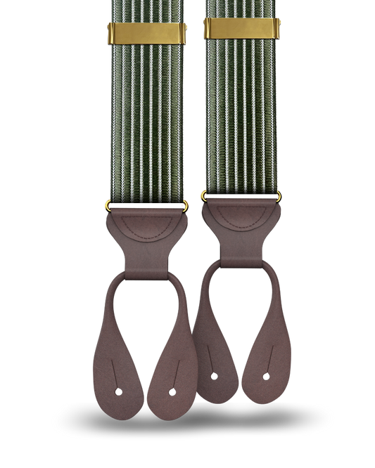 Park Hill - Olive Stripe Suspenders - KK & Jay Supply Co.