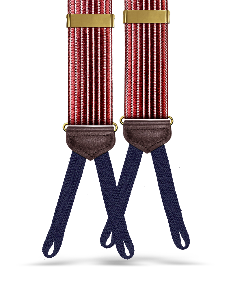Park Hill Stripe Braided End Suspenders - Maroon - KK & Jay Supply Co.