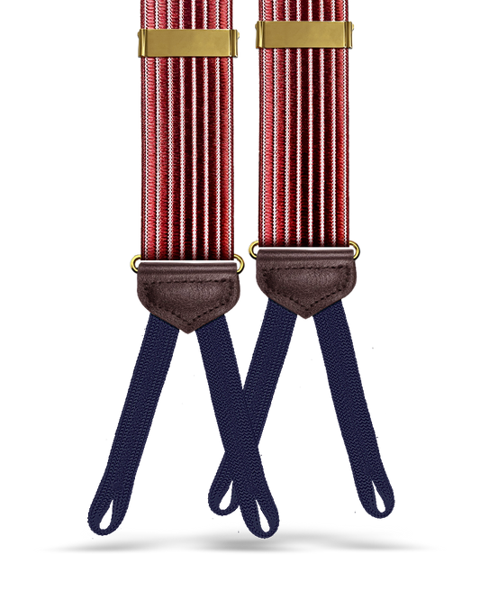 Park Hill Stripe Braided End Suspenders - Maroon