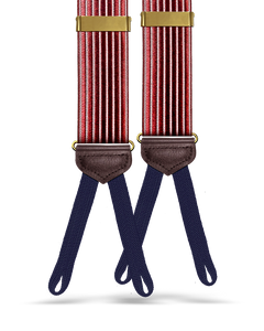 Park Hill Stripe Braided End Suspenders - Maroon