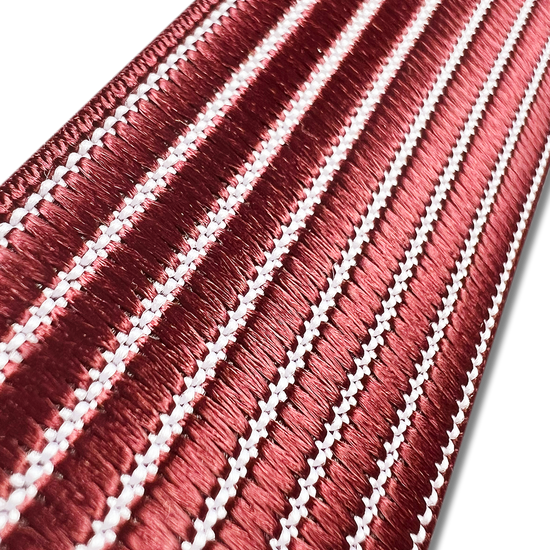 Park Hill Stripe Braided End Suspenders - Maroon - KK & Jay Supply Co.