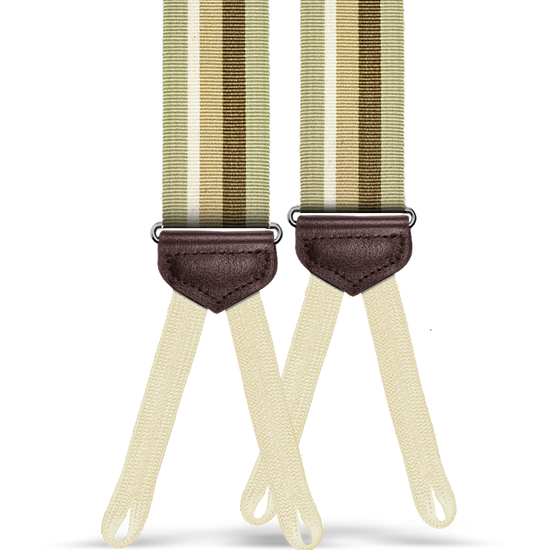 Pelham Khaki Stripe Suspenders - KK & Jay Supply Co.