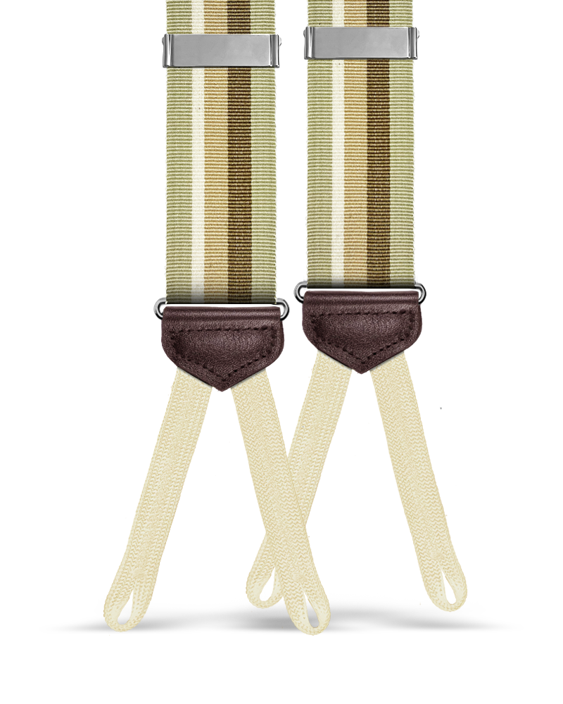Pelham Khaki Stripe Suspenders - KK & Jay Supply Co.
