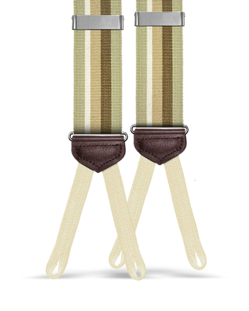 Pelham Khaki Stripe Suspenders - KK & Jay Supply Co.