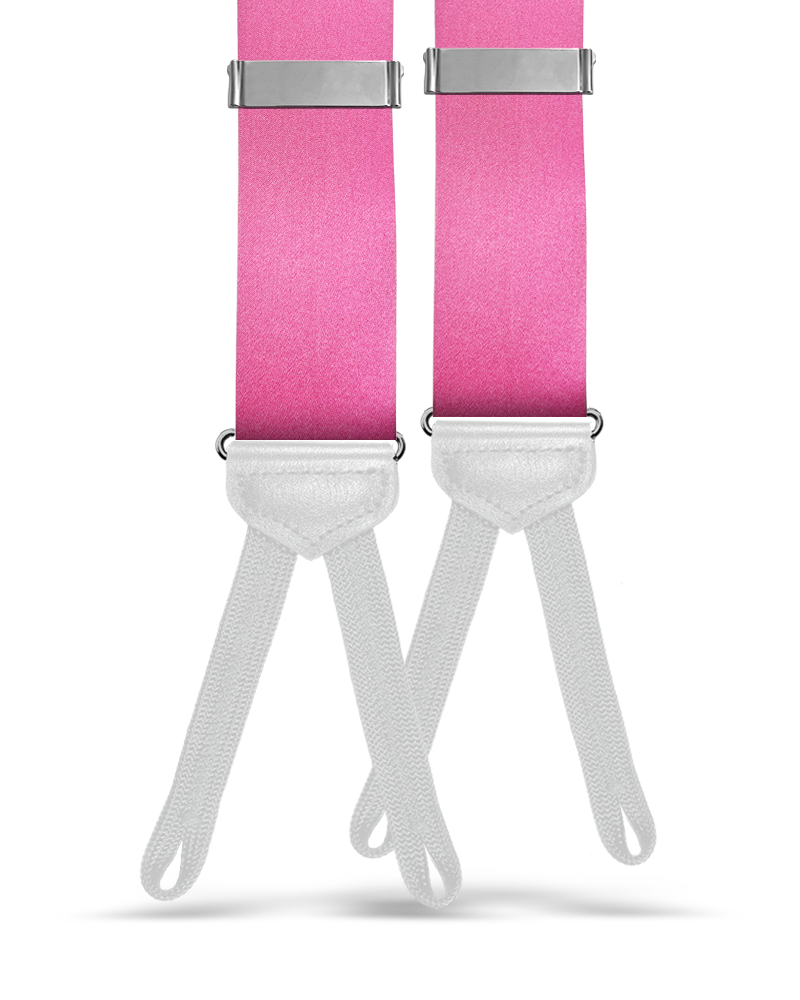 Solid Satin Silk Suspenders - Pink - KK & Jay Supply Co.