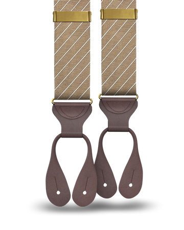 Limited Edition<br>Pinson Stripe Khaki Suspenders - KK & Jay Supply Co.
