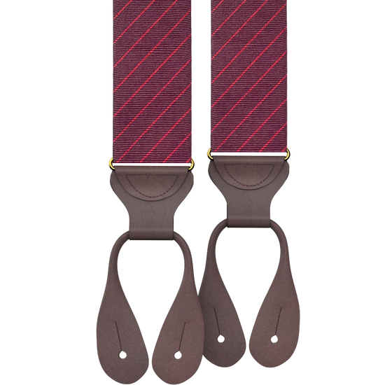 Limited Edition<br>Pinson Stripe Maroon Suspenders - KK & Jay Supply Co.