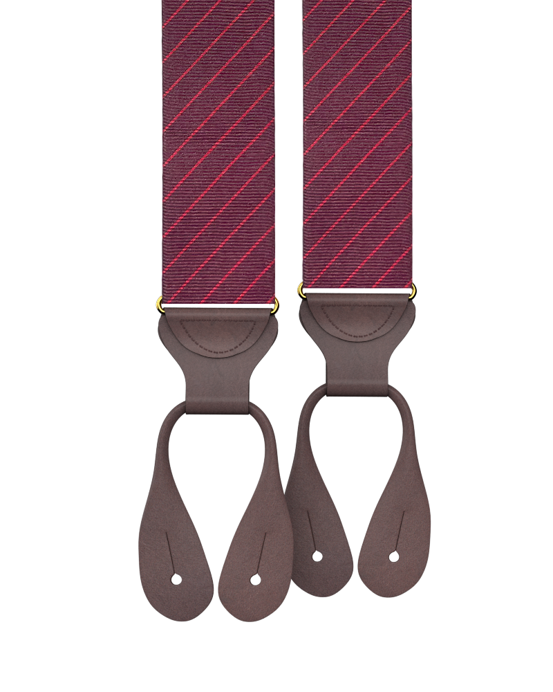 Limited Edition<br>Pinson Stripe Maroon Suspenders - KK & Jay Supply Co.
