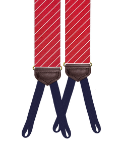 Limited Edition<br>Pinson Stripe Red Suspenders - KK & Jay Supply Co.