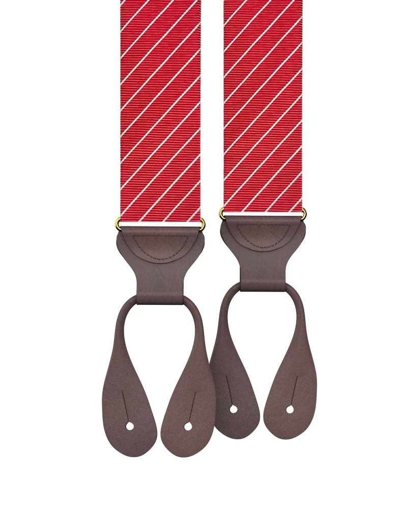 Limited Edition<br>Pinson Stripe Red Suspenders - KK & Jay Supply Co.