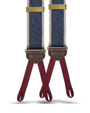 Putnum Denim Striped Suspenders - Blue