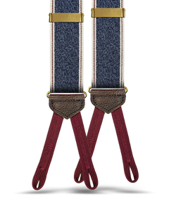 Putnum Denim Striped Suspenders - Blue