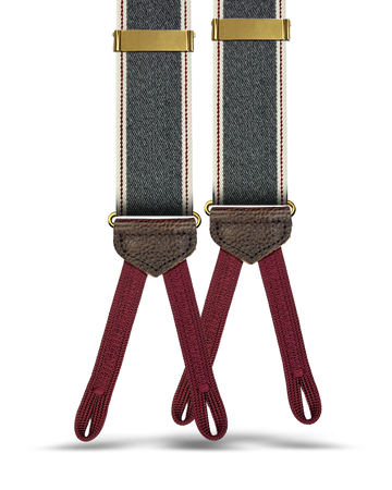 Putnum Denim Striped Suspenders - Grey