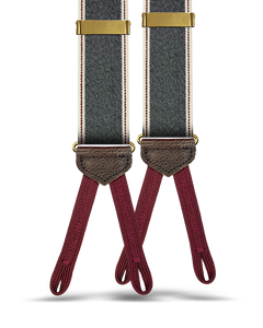 Putnum Denim Striped Suspenders - Grey