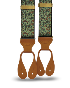 Spruce Paisley Suspenders - Olive Green